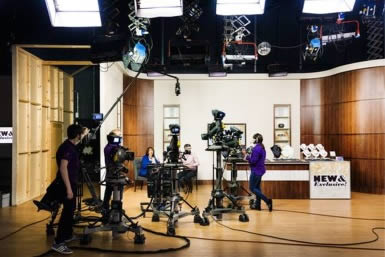 Filming at the studio