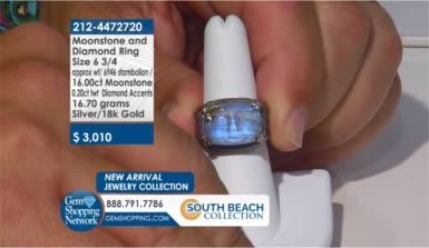 Moonstone and diamond ring