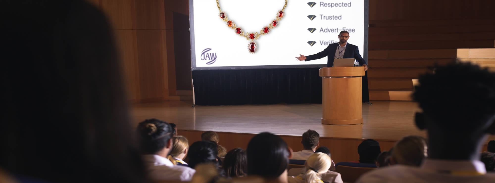 Presenter at a Jewellery Association conference