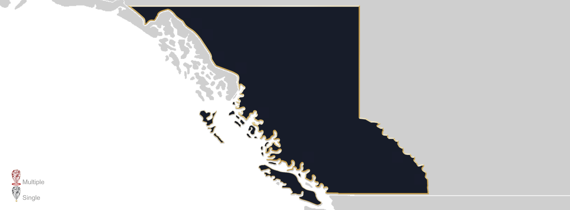 Map showing the location of Jewellery Appraisers in British Columbia