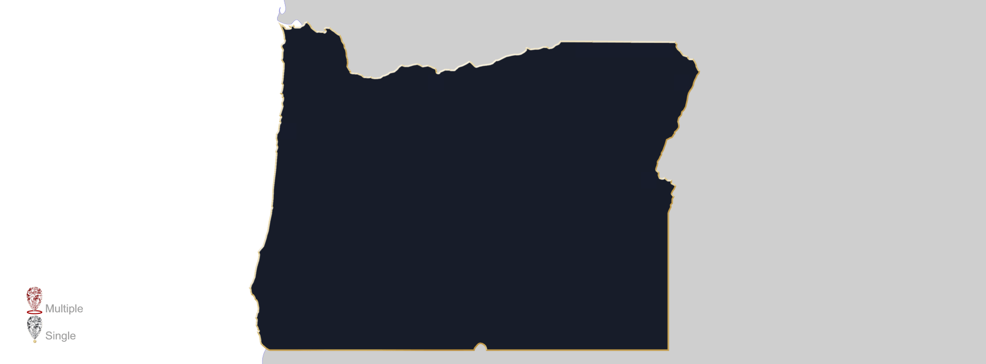 Map showing location of jewelry appraisers in Oregon