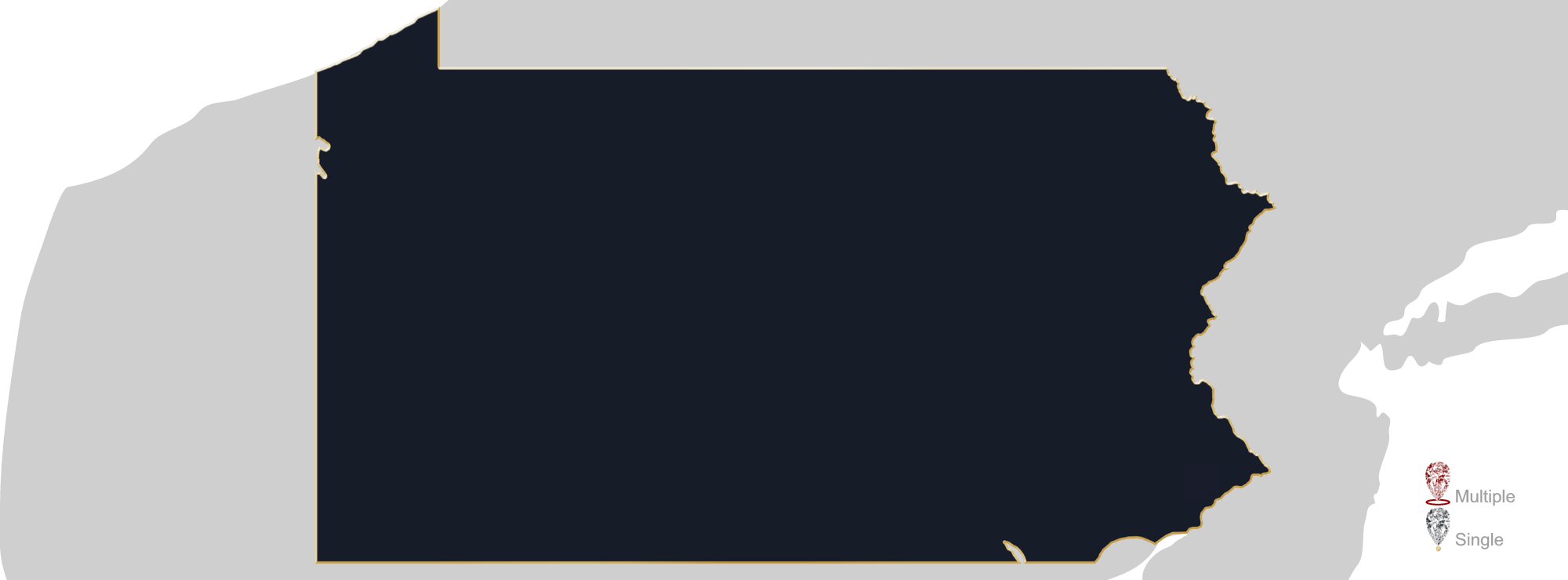 Map showing location of jewelry appraisers in Pennsylvania