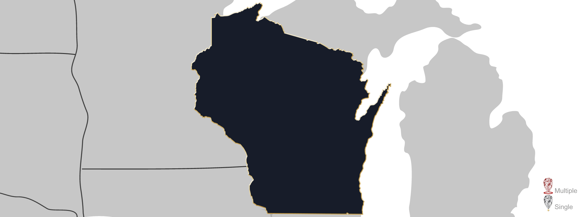 Map showing location of jewelry appraisers in Wisconsin