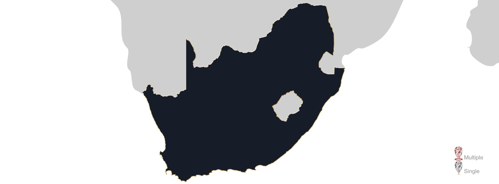 Map showing the location of Jewellery Valuers in South Africa